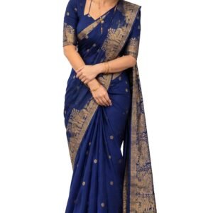 Women's Kanjivaram Soft Silk Banarasi Sarees With Blouse Piece