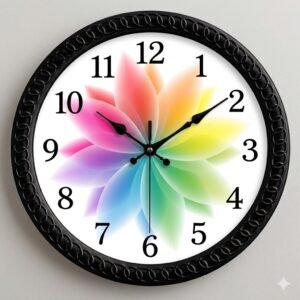 Wall Clock for Living Room Stylish Latest | Clock for Home | Wall Clock for Hall | Wall Watch for Living Room (Multi Flower)