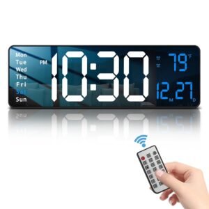 Deogos 16-Inch Digital Wall Clock with Remote Control & LED Big Numbers