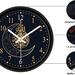 Azan Design Wall Clock for Home Bedroom Office Living Room Watch Antique Stylish Clocks Home Decor (1 Pack_WC-6)