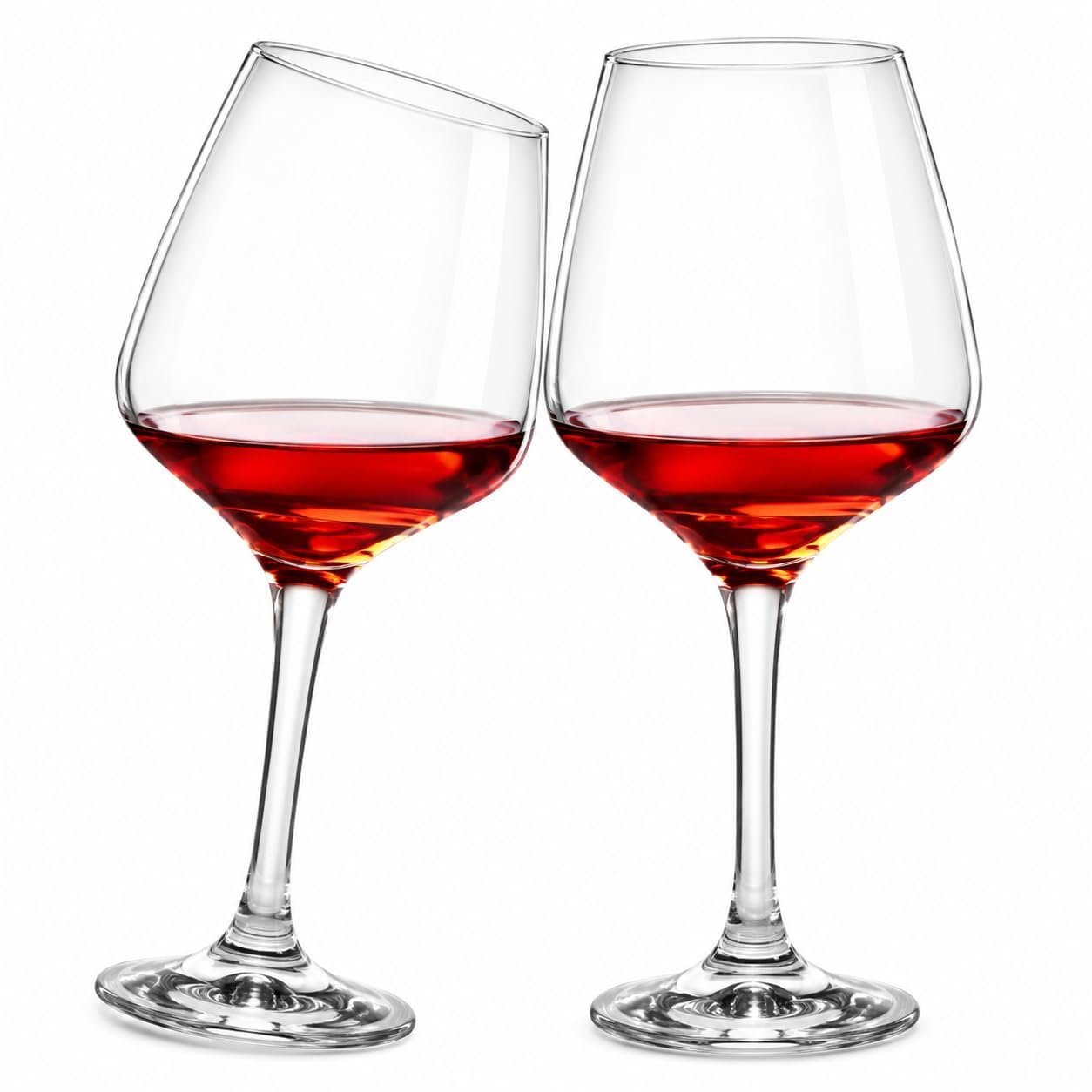 Red Wine Glasses Clear Crystal Stemmed | Elegant Wine Glasses for Red, White & Rosé Wine | Premium Glass Goblets for Home, Dining, Weddings & Special Occasions Set of 2