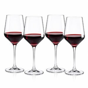 Premium Bordeaux Wine Glass Set of 4, 510 ml Crystal Clear Stemware for Red Wine, White Wine & Cocktails Elegant Large Bowl Glasses for Dining, Home Bar & Gifting