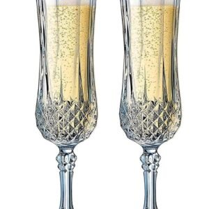 Italian White or Red Wine Glasses Set of 6 | 200ml Crystal Clear Diamond Cut Champagne Glass | Ideal for Wine Tasting, Anniversary, Wedding | Lead-Free Long Stem Wine Glasses (180ml)