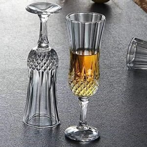 220ml Longchamp Champagne Flute Glass Set of 2 Elegant and Stylish Long Stem Vintage Design Wine Glass Set for Home, Kitchen, Bar, Restaurants
