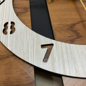 Handmade Wooden Wall Clock for Home Decor Silent Analog Round Wall Clock with Designer Cut Numbers and Metal Hands