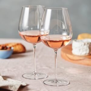 Long Crystal Cut Rim Red Wine Cocktail Glass Set of 2, 600ml