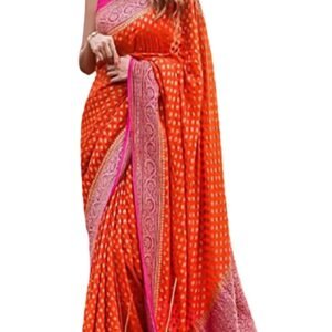 Anjaneya Sarees Woven Banarasi Silk Kanjivaram Sarees With Blouse (Orange)