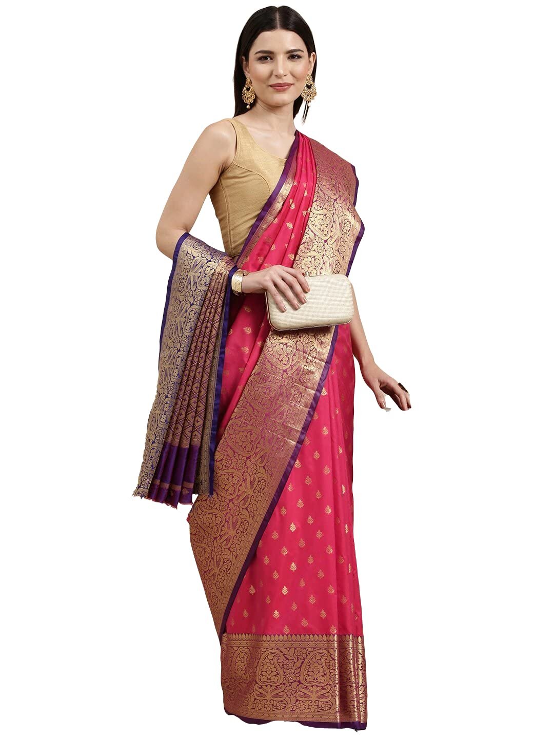 Pandadi Saree Women's Banarasi Silk Saree With Unstitched Blouse Piece