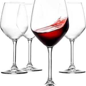 HUNGYAN Crystal Wine Glasses,Champagne Red Wine Glass, 360 ml, Laser Cut Thin Rim, Long Stem, Perfect for Red or White, Ultra-Thin Light Weight for Wine Tasting, Perfect Glass Gifts, 2pc,Clear.