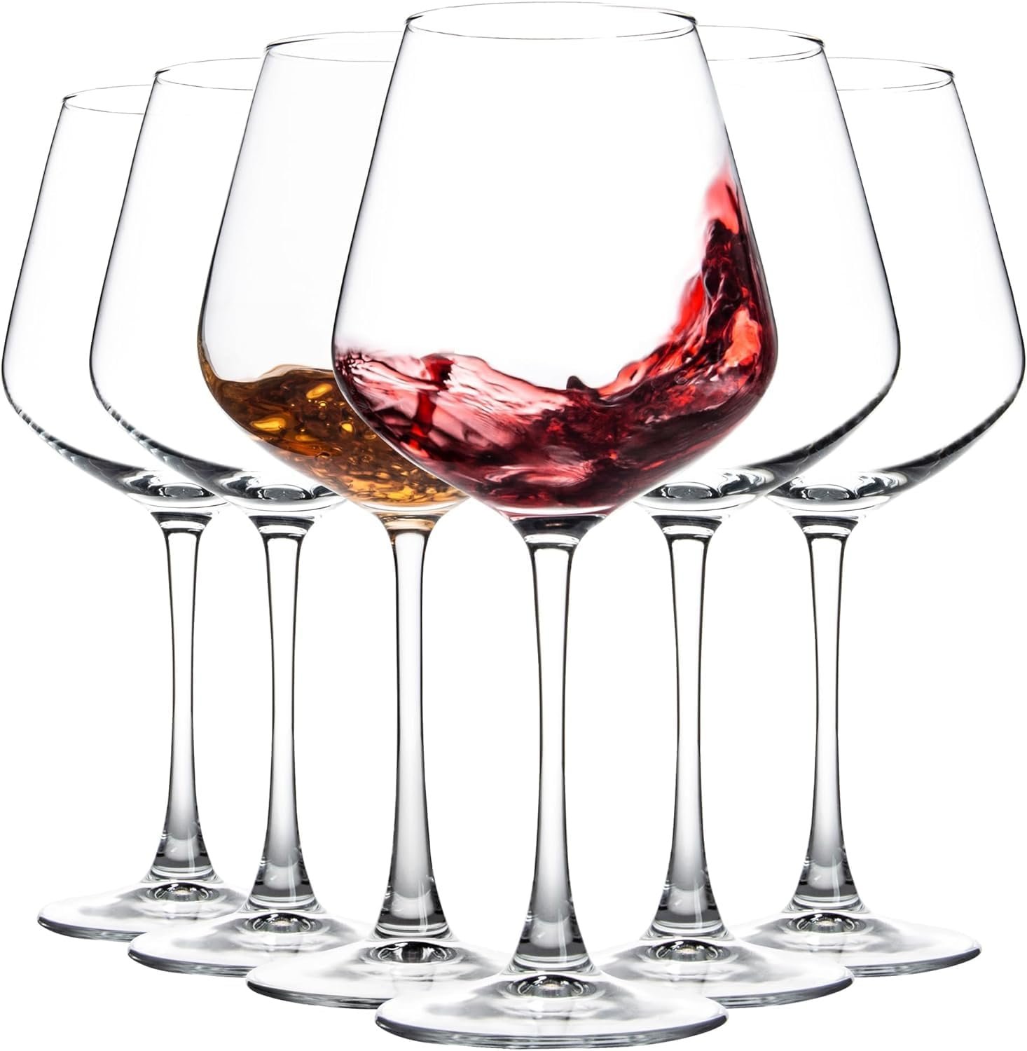 Italian Burgundy Red Wine Glass | 510 ml | Red or White Wine Glasses, Ideal for Wine Tasting, Anniversary, Wedding - Wine Glasses Set, Clear (Set of 02)