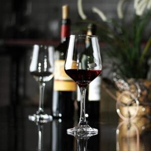 Allegra European Style Crystal Clear 360 ml Red Wine and White Wine Glasses Set of 2 pcs, 100% Lead Free Glass, Unique Modern Design Falooda Glass Set of 2