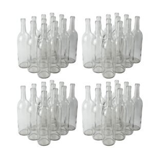 FastRack 750ml Glass Bordeaux Wine 4 Cases of 12 (48 Bottles) -Clear/Flint (Flat-Bottomed Cork Top)