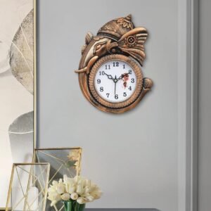 Ganesha Wall Clock, Copper Finish Decorative Analog Watch