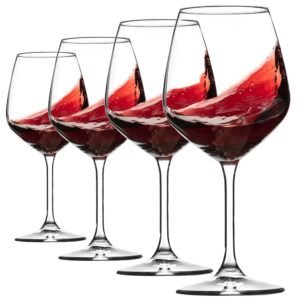 Red or White Wine Glass, 310 ml, Transparent Glass Classic Brandy Party Glasses Set Crystal Clear Tableware Glass Pack (Pack of 4)