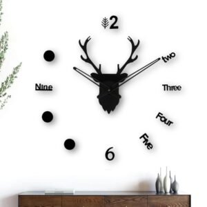 Large 3D DIY Acrylic Wall Clock - 60cm x 60cm | Black Glossy Finish | Easy Installation with Full Paper Wall Map | Modern Decorative Clock for Home, Living Room, Office (Creative)
