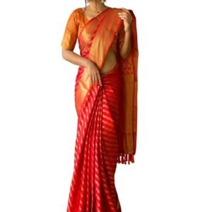 SGF11 Women's Leriya patola Soft Lichi Silk Banarasi Sarees With Blouse Piece