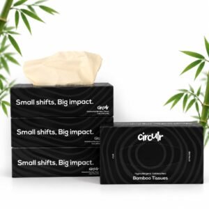 2 ply 400 Tissues Facial Tissues Black (4 Boxes X 100 Tissues) Eco Friendly Tissue Paper for Home Made from 100% Natural Bamboo Chemical Free Soft Absorbent Tissue Paper | 4 Boxes
