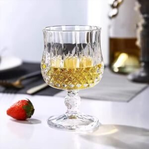 Crystal LongChamp Wine Glasses Vintage Wedding Premium Glass Party Barware 190ml, Ideal for Soda, Milk, Coke, Water, Juice and Mixed Drinks, Set of 12 (12, XAZ:)