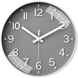 TEKCOOL Plastic Digital Wall Clock 12" Silent Quartz Decorative Latest Non-Ticking Classic Clock Battery Operated Round Easy to Read for Room/Home/Kitchen/Bedroom/Office/School (Grey White)'