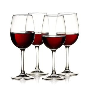Stylish Red Wine Glass 310 ML Set of 2 Elegant Bar Glassware for Champagne Flute Brandy Glass, Margarita, Whiskey, Cocktails and Mixed Drinks Glasses, Unique Long Champ Glasses