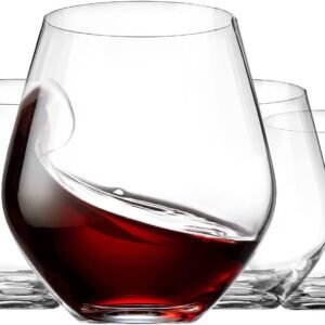 PrimeWorld Round Bowl Glasses for Wine 400 ml, Set of 2 Pcs Stemless Wine Glasses Drinking Glasses, Red and White Wine Tumblers, European Made Cocktail Glasses, Stemless Wine Glass, Wine Goblets