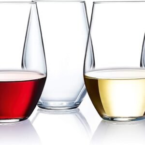 Classic Stemless Wine Glasses, Lead-Free Drinking Glasses, Ideal for Red and White Wine Drink Glasses (4)