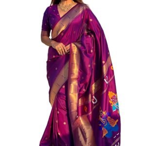 SWORNOF Womens Kanjivaram Banarasi Silk Saree Patola saree with Unstitched blouse piece