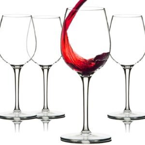 MASSUGAR Burgundy Red Wine Glass | Set of 6 | 390 ml | Red or White Wine Glasses, Ideal for Wine Tasting, Anniversary, Wedding - Wine Glasses Set, Clear