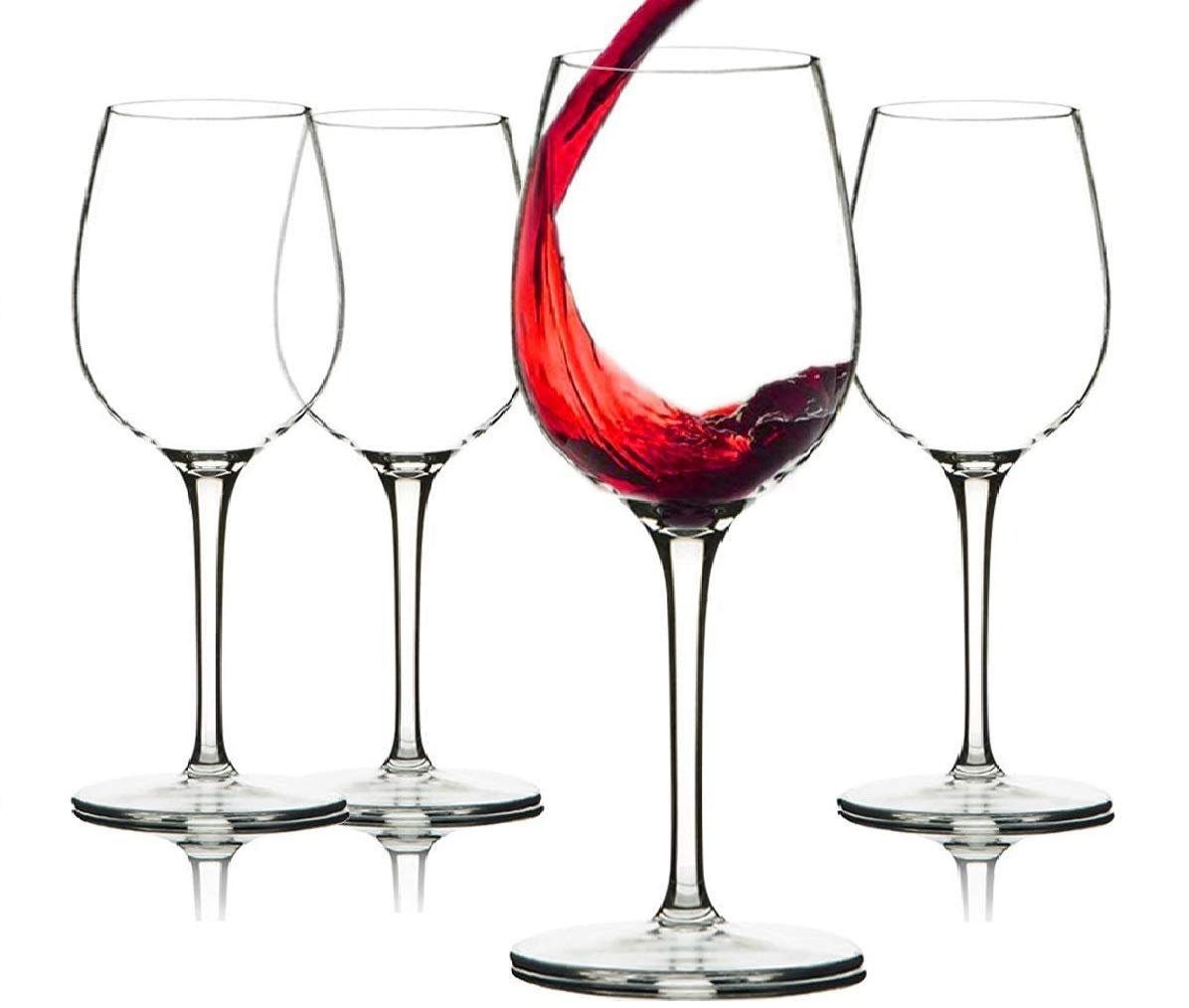 MASSUGAR Burgundy Red Wine Glass | Set of 6 | 390 ml | Red or White Wine Glasses, Ideal for Wine Tasting, Anniversary, Wedding - Wine Glasses Set, Clear