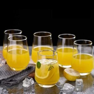 Italian Premium Water and Juice Glasses Set of 6 | Transparent 350ml Drinking Water, Juice, Milk, Lassi, Mocktails Glass | Crystal and Stylish Highball Glasses