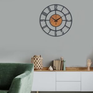 Reyox Material Metal Wall Clock Big Size Wall Clock Modern Clocks for Living Room Stylish Wall Clocks for Home Antique Big Size Modern Wall Watch for Home Decor-Black(40 cm) DA-121