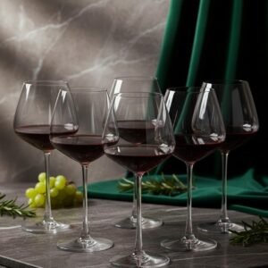 BLACKCARROT Red Wine Glasses Set of 6, 590 ml, Large Bowl, Stemmed Design