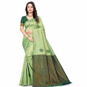 Fashion Women's Kanjivaram Style Soft Silk Banarasi Sarees With Blouse Piece For Women Pure Soft Silk Saree With Blouse Piece For Wedding