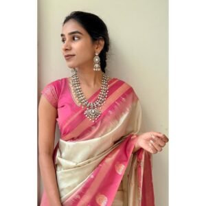 Women’s Banarasi Soft Silk Saree with 0.8 Meter Blouse Piece | 5.5 Meter Traditional Indian Ethnic Saree for Wedding, Party & Festival