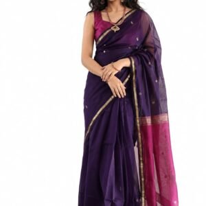WOMENS Jacquard Banarasi Silk Solid Woven Rich Pallu Border And Floral Zari Party wedding Fashion Saree
