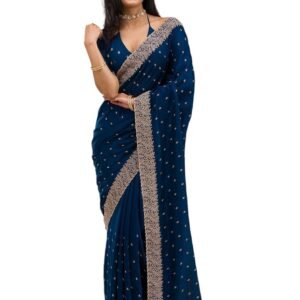 Yashika Women Vichitra Silk Saree with Embroidered Border| Latest Sarees Bollywood Sari | New Sarees | Saree Blouse| Designer Saree (AZ-YS-OG-LADYQUEEN-Parent)