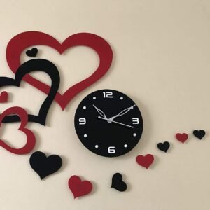 Wall Clocks Heart Design for Living Room, Bedroom Wall, Home and Office wall Clock diwal ghadiyar ghadi Watch Alarm Clock Office Clock Couple Watch (Pack of 1)