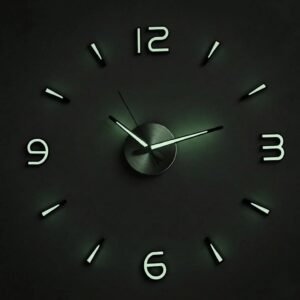 Luminous DIY Wall Clock with Ice Blue Radium MDF Numbers, Modern Decorative Custom Layout for Home Wall Décor (60 x 60 cm)