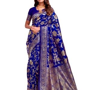 Shasmi Women's Banarasi Saree Pure Kanjivaram Silk Saree Soft new ladies 2026 Design Wear Pattu Sarees Latest Cotton Party Sari collections With Blouse Piece for Wedding sadi (SAM PARI S-7)