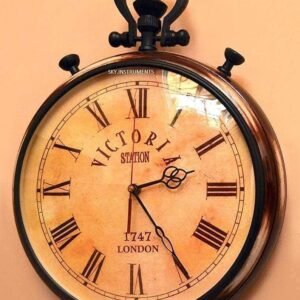 S.N.Enterprises Vintage Victoria Station Wall Clock with Roman Numerals and Antique Watch Design