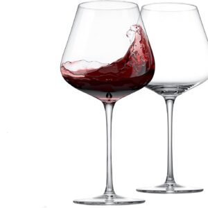 PrimeWorld Set of 2 Pcs 600 ml Crystal Handblown Wine Glass Gifts Red & White Wine Glasses for Party Ideal Wine Accessories Gift Premium Burgundy Wine Glass