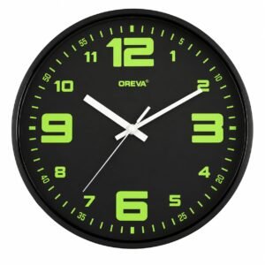 OREVA 12 Inch Round Night Glow Wall Clock for Home Large Easy-to-Read Numbers Analog Quartz Wall Clock for Hall Living Room Bedroom Office & Kitchen Modern Design Clock AQ-9997SS (Black)