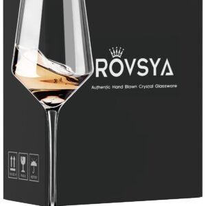 ROVSYA White Wine Glasses Set of 4- Modern Crystal Hand Blown Wine Glass-15 oz,Thin Rim,Long Stem,Perfect for Red or White,Daily Use,Unique Wedding Anniversary or Birthday Gift