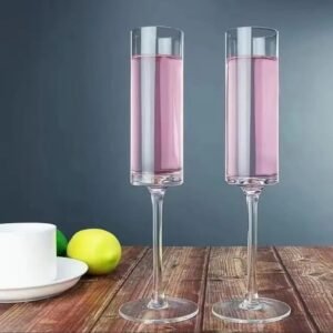 Crystal Wine Glasses, Red Wine Glass, 220 ML, Set of 2 Brandy Glass, Laser Cut Thin Rim, Long Stem, Perfect for Red or White, Light Weight for Wine Tasting, Perfect Glass Gifts
