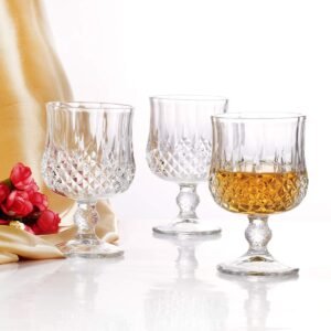 VILON Small Wine Glasses Perfect for Parties, Gifts, Housewarming, Weddings, Aniversary Lead Free | Shatter Resistant | | Wine Glass Set of 6, Clear (Crystal Brandy 190ML)