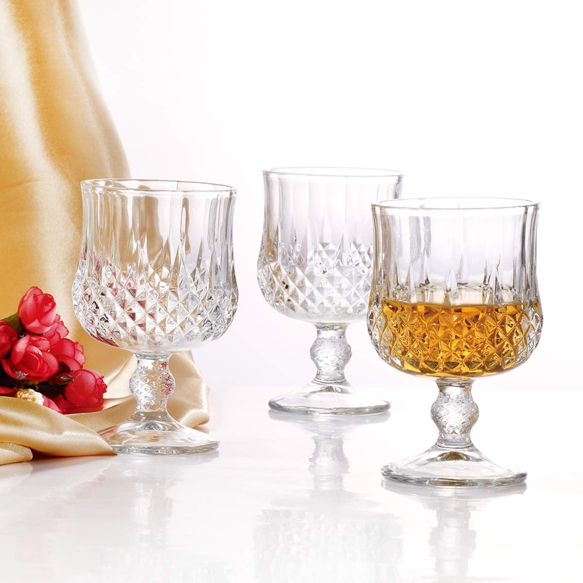 VILON Small Wine Glasses Perfect for Parties, Gifts, Housewarming, Weddings, Aniversary Lead Free | Shatter Resistant | | Wine Glass Set of 6, Clear (Crystal Brandy 190ML)