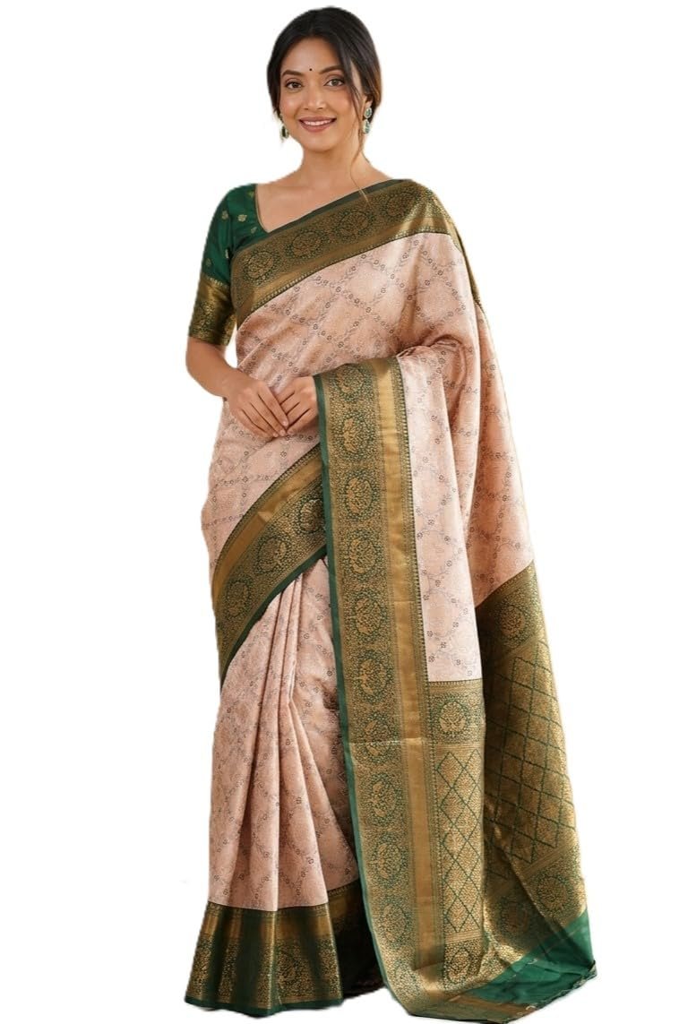 Pandadi Saree Women's Soft Banarasi Silk Zari Weaving Saree With Unstitched Blouse Piece