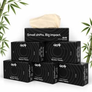 2 ply 600 Tissues Facial Tissues Black (6 Boxes X 100 Tissues) Eco Friendly Tissue Paper for Home Made from 100% Natural Bamboo Chemical Free Soft Absorbent Tissue Paper | 6 Boxes