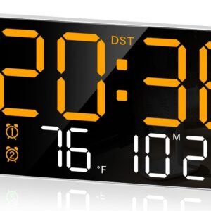 Digital Alarm Wall Clock 9-Inch Large LED Display with Dual Alarm