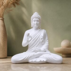 The Advitya Buddha Idol for Home Decor Items |Buddh/Gautam Buddha/Shakyamuni Statue Figurine Showpiece for House Warming Birthday Gift|Home Decoration Items for Living Room|14.5 in. (White)